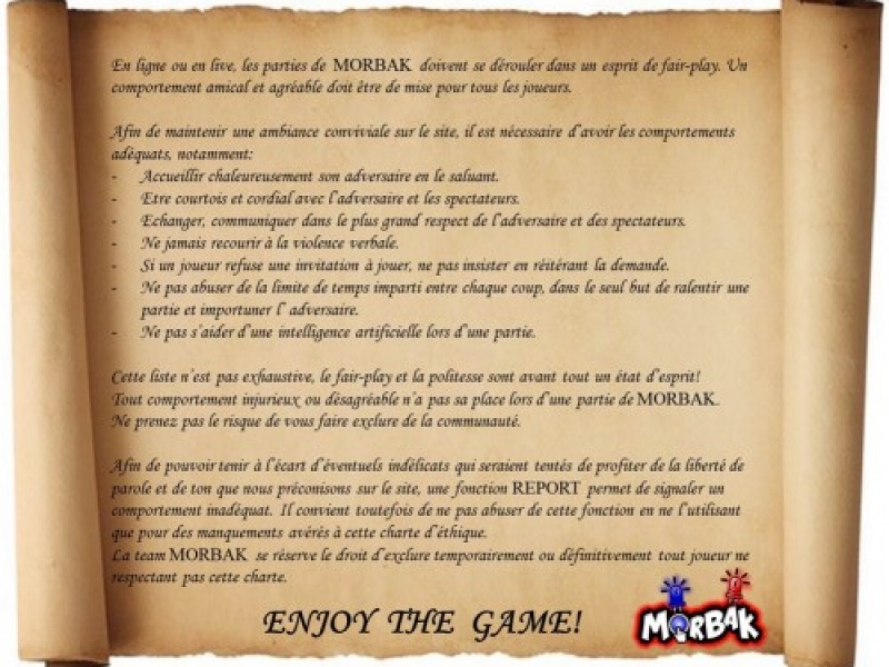 la charte d'éthique du jeu multijoueur gratuit morbak